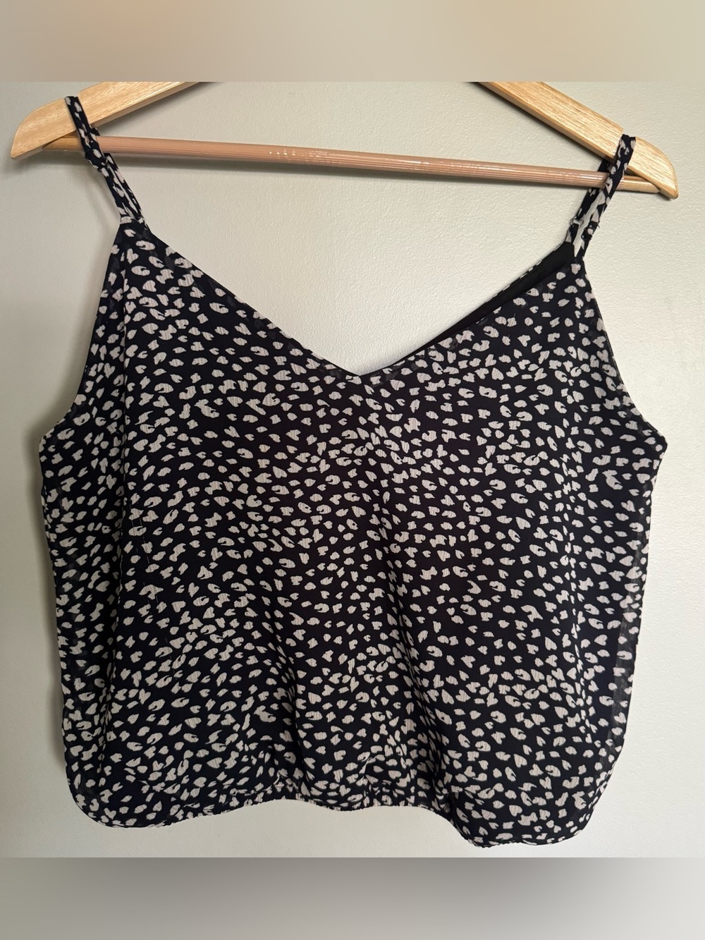 Nine Britton Black White Animal Print Cami Tank Top Adjustable Straps Size Med